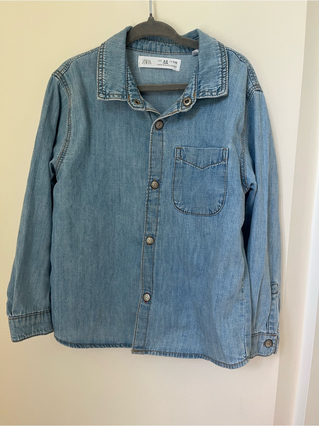 Zara Light Blue Kids Denim Shirt Jacket